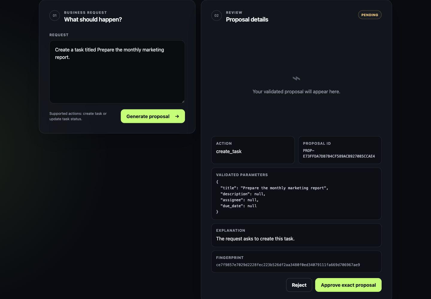 RELAINE proposal awaiting human approval