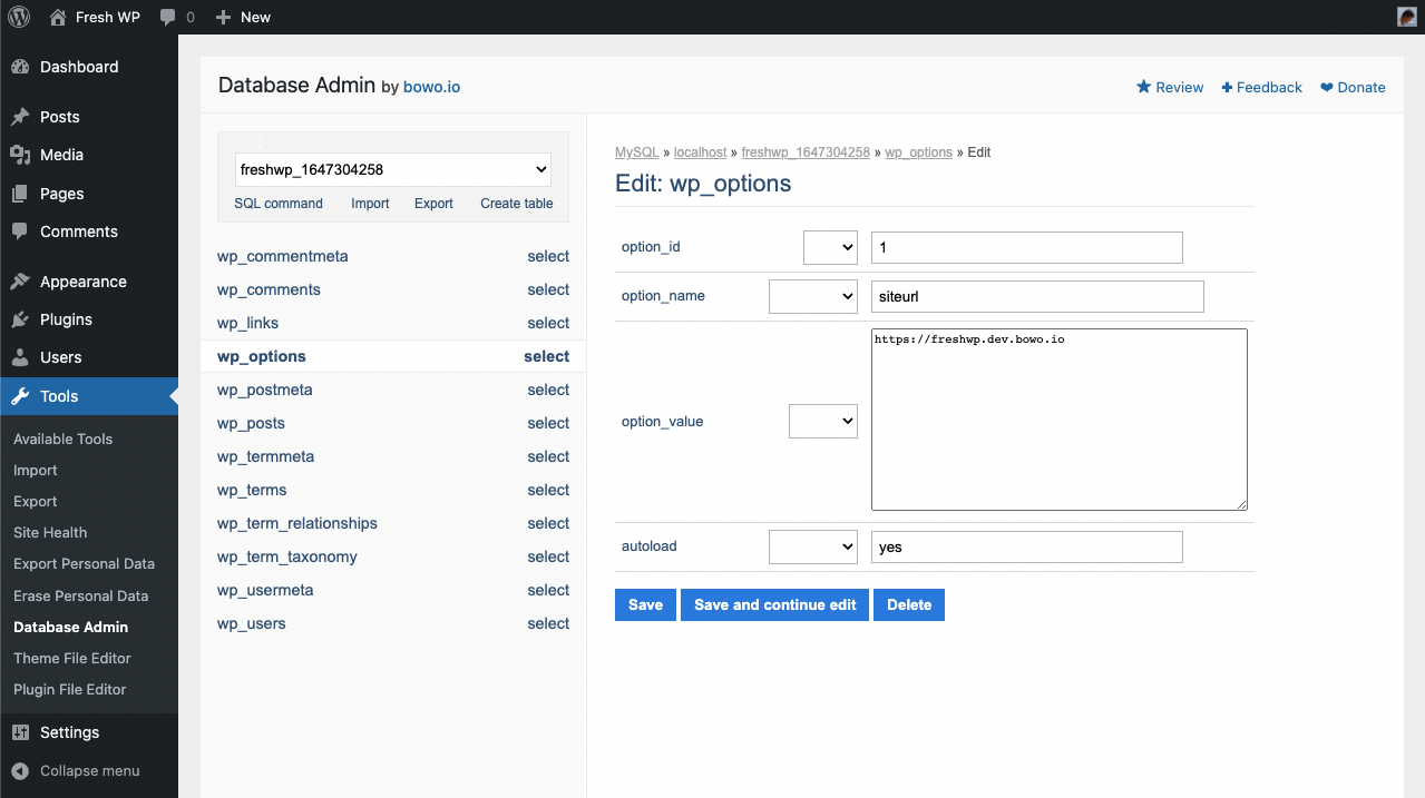 Editing a record in the wp_options table