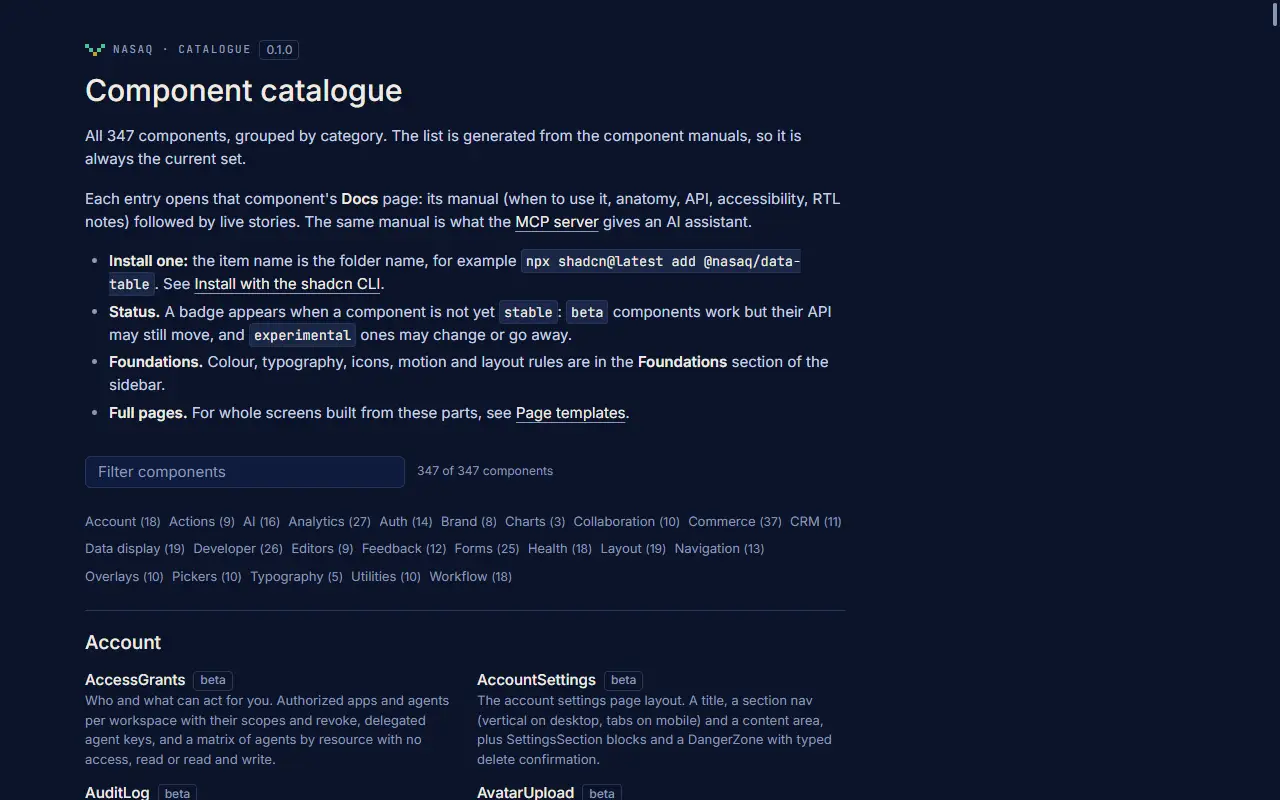 Component catalogue, dark