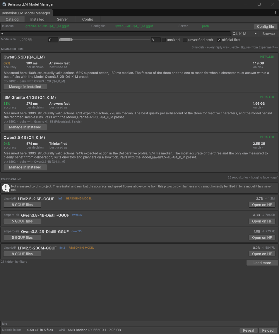 The Model Manager window