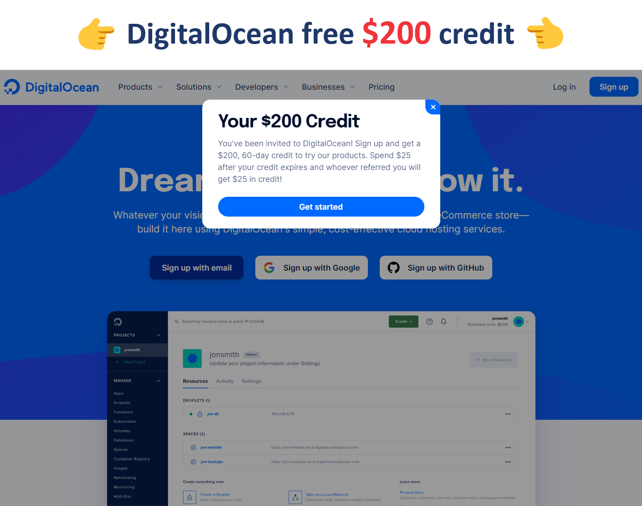 DigitalOcean free Coupon $200