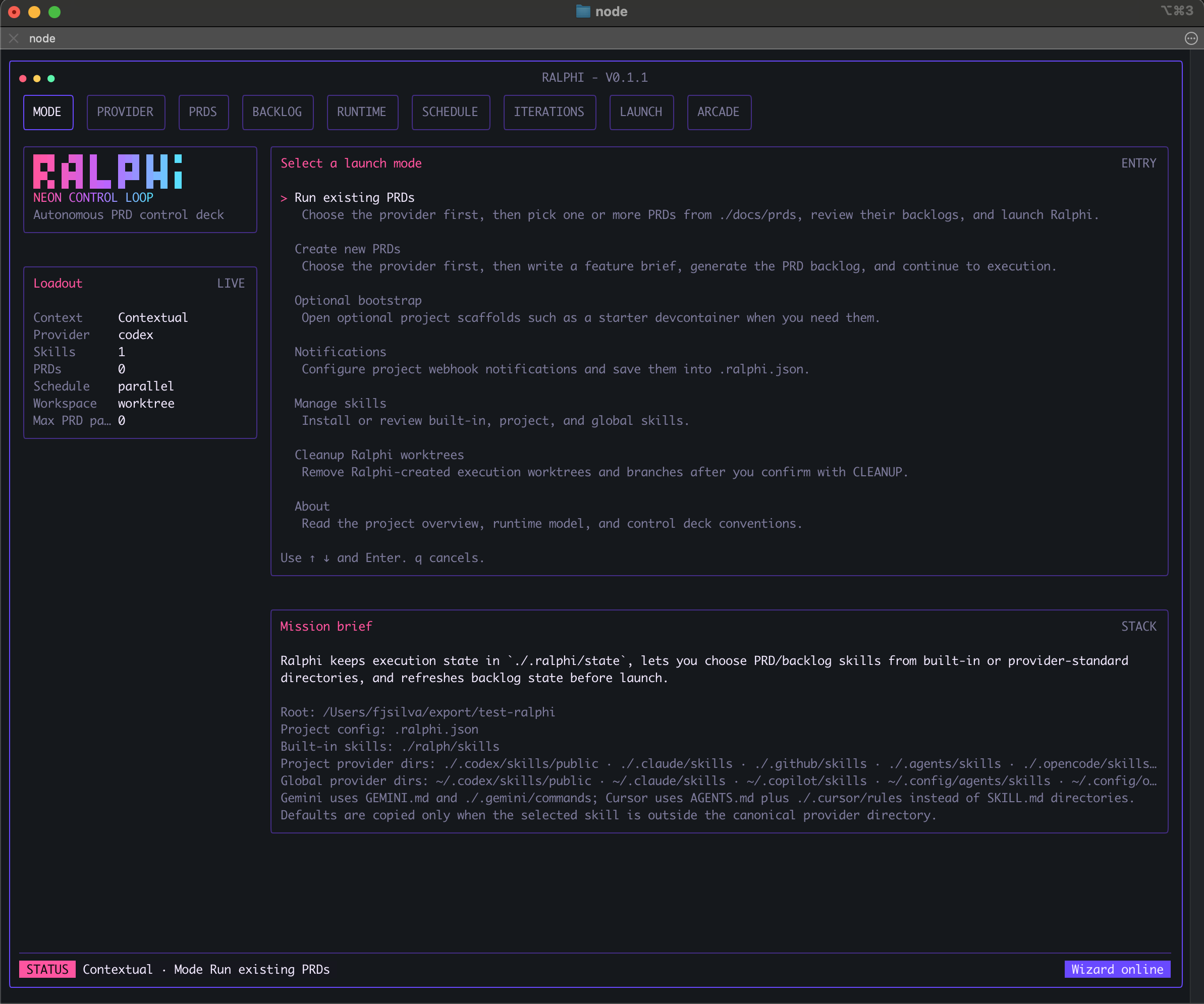 Ralphi hero dashboard