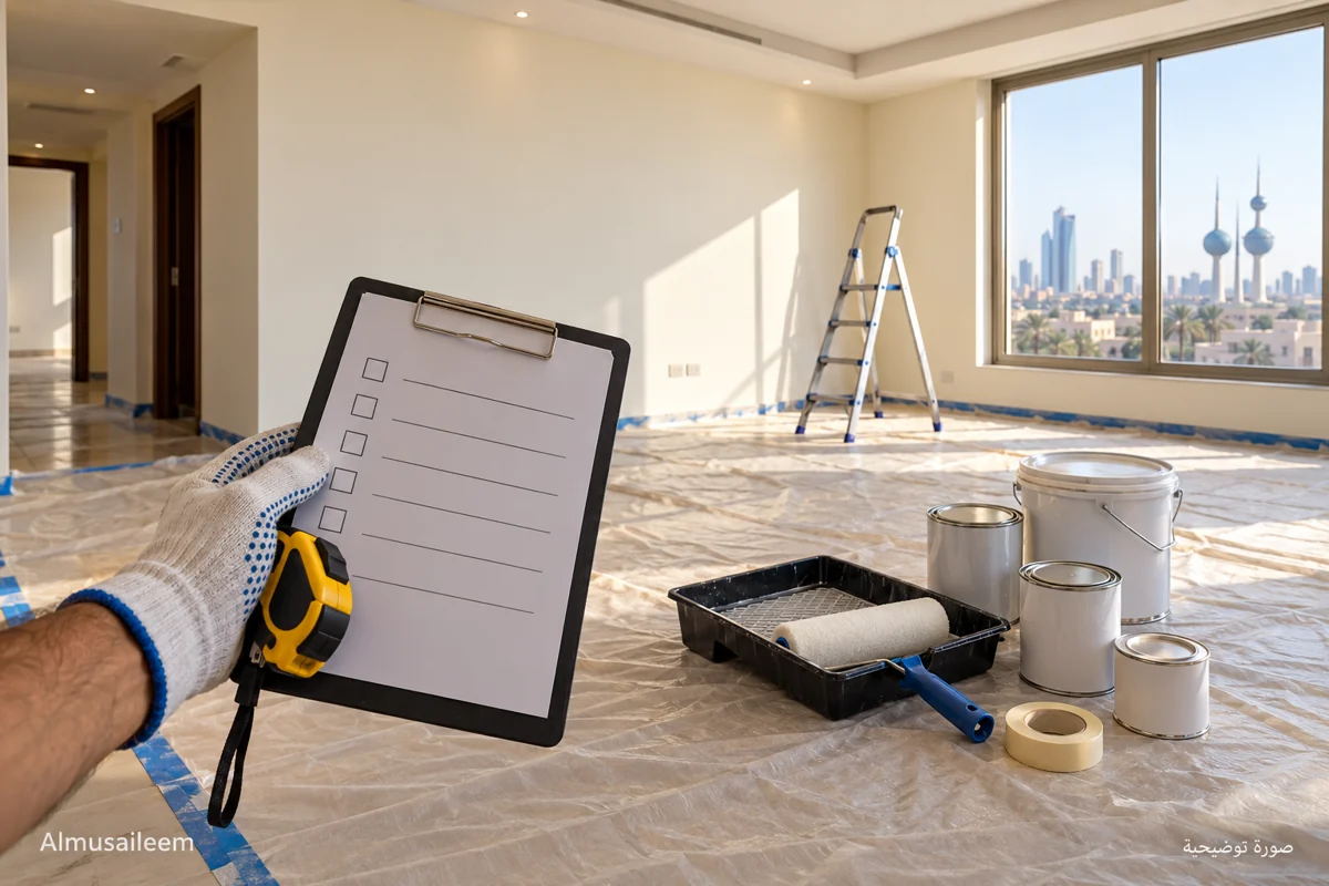 Illustration of an apartment painting quotation and preparation