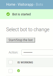 Start the bot in admin interface