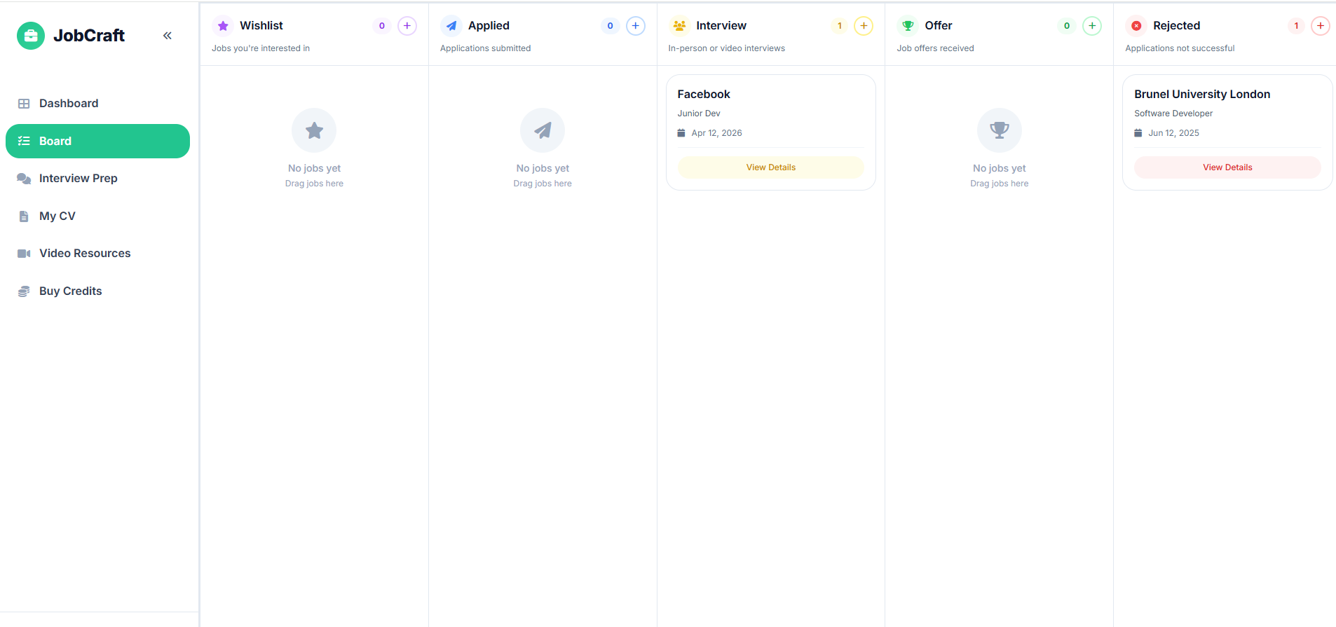 Jobcraft Dashboard