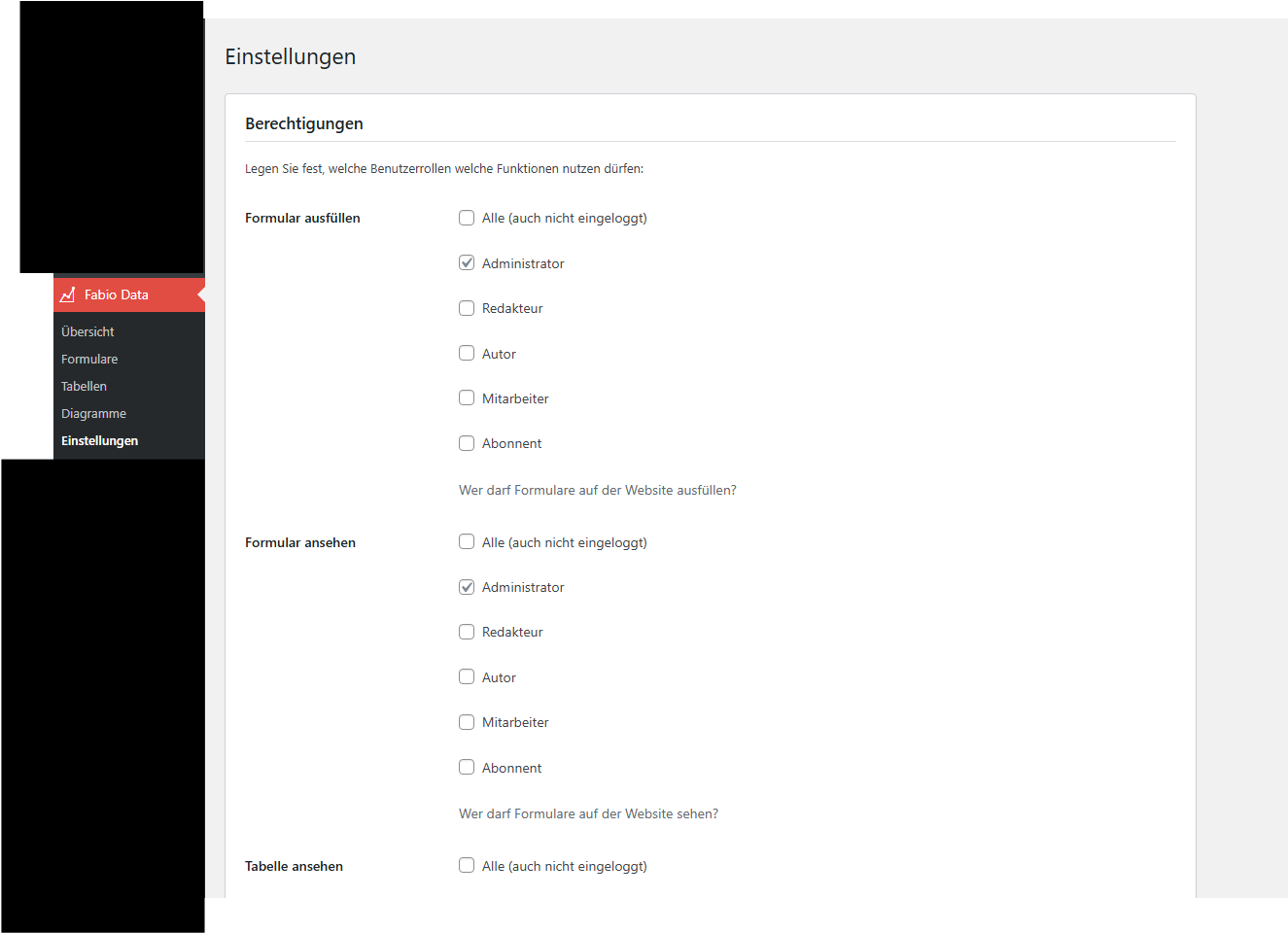 Fabio Data Pro Settings