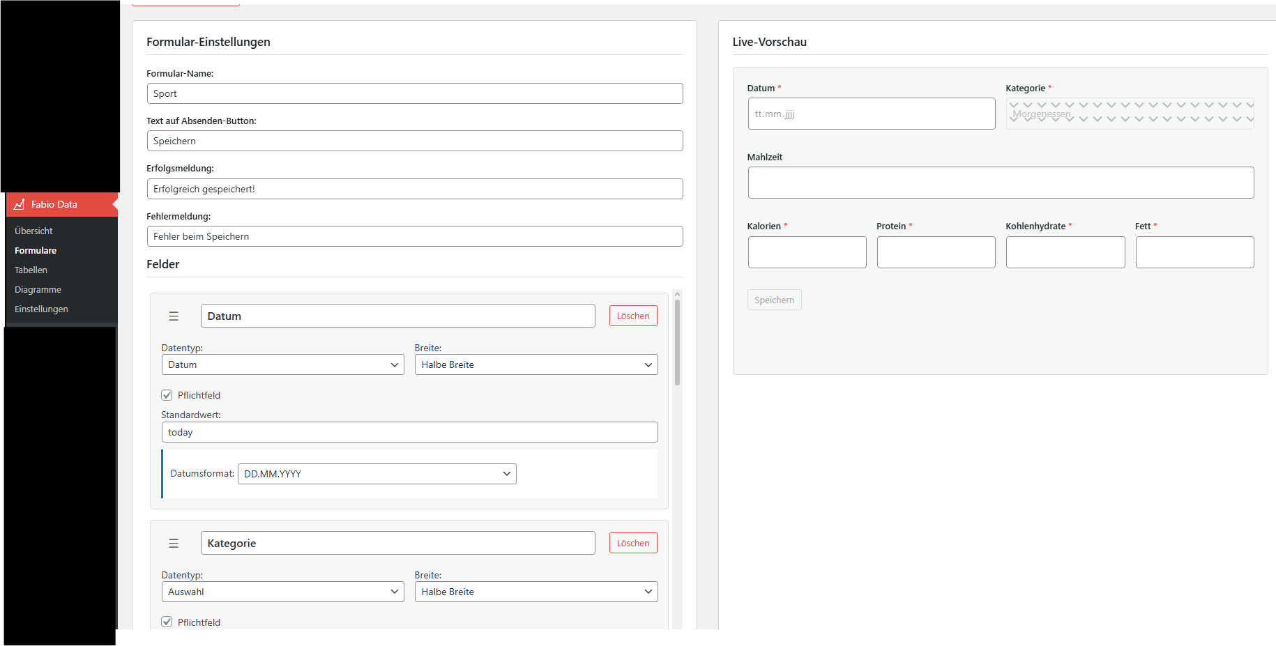 Fabio Data Pro Form