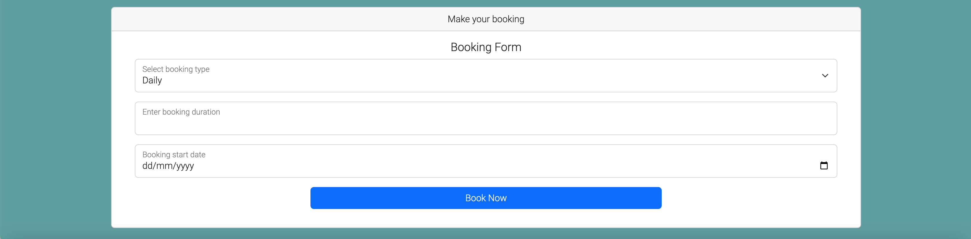 Booking form