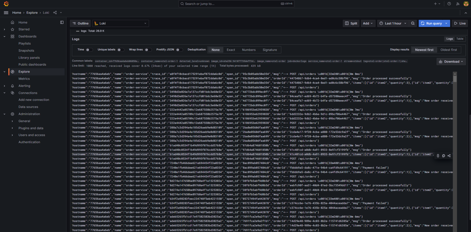 grafana logging