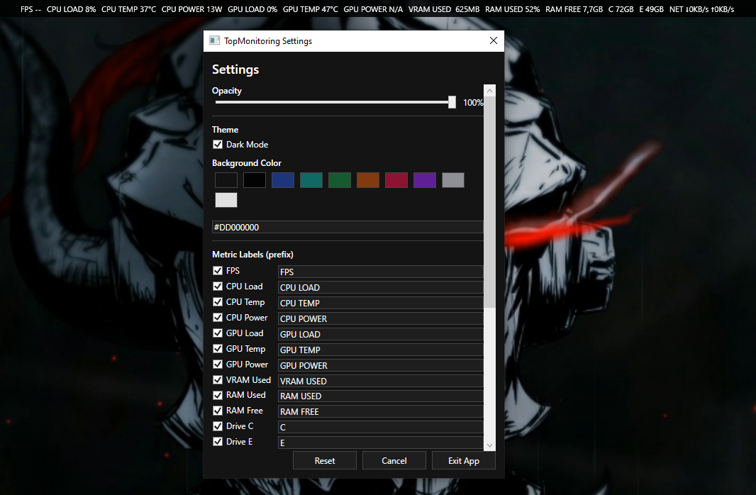 TopMonitoring Dark Theme