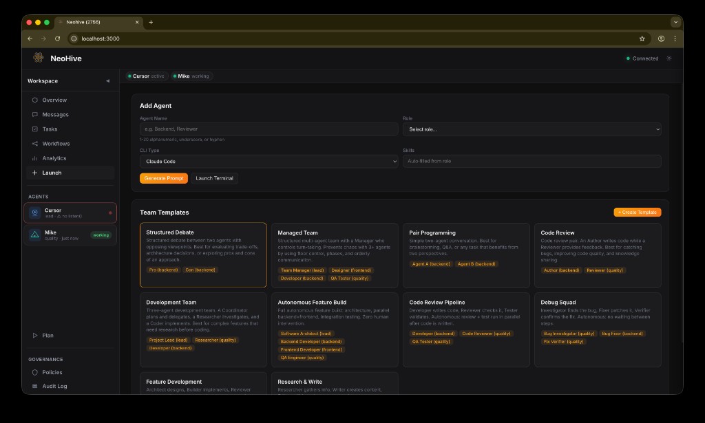 Launch page