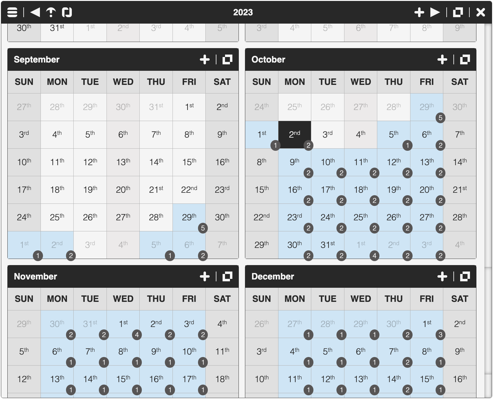 CalendarJs - Full Year