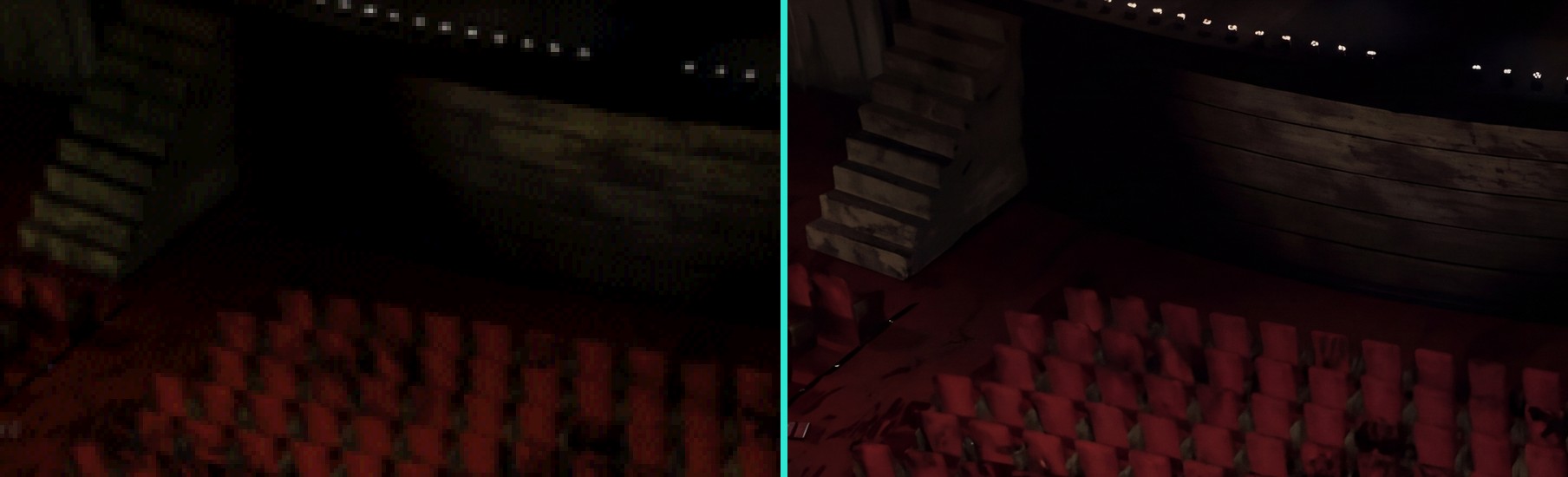 Stage and staircase detail: original vs HD