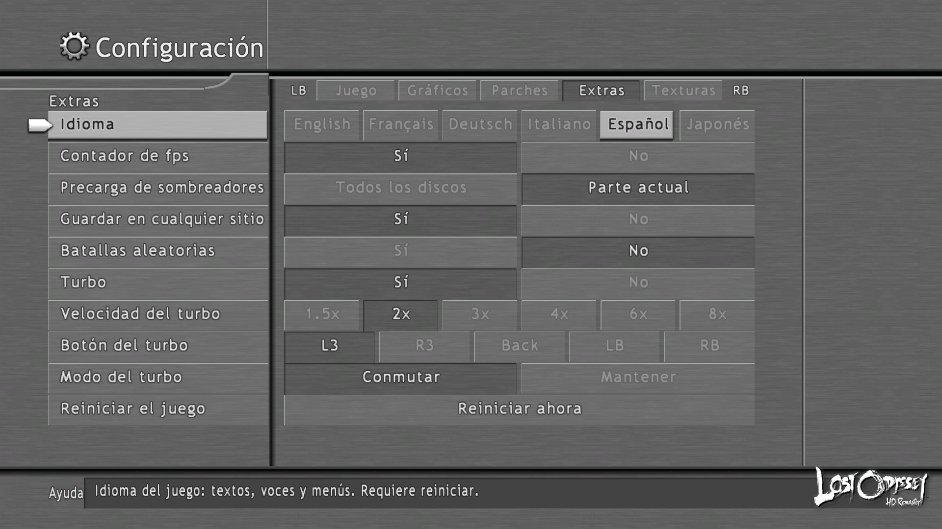 Extras tab