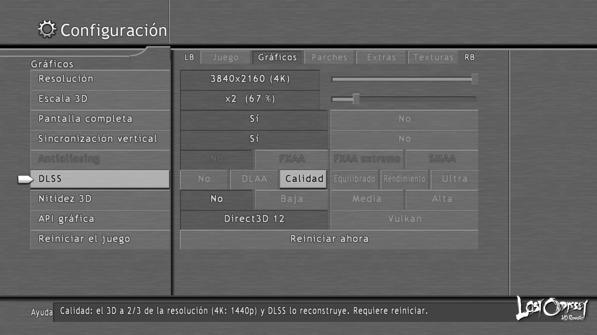 Graphics tab inside the game's own Configuration screen