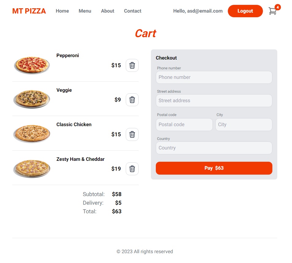 GitHub - famgz/mt-pizza: Full stack Pizza food ordering app with admin ...