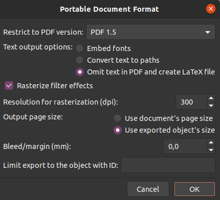 Configuration for saving as pdf