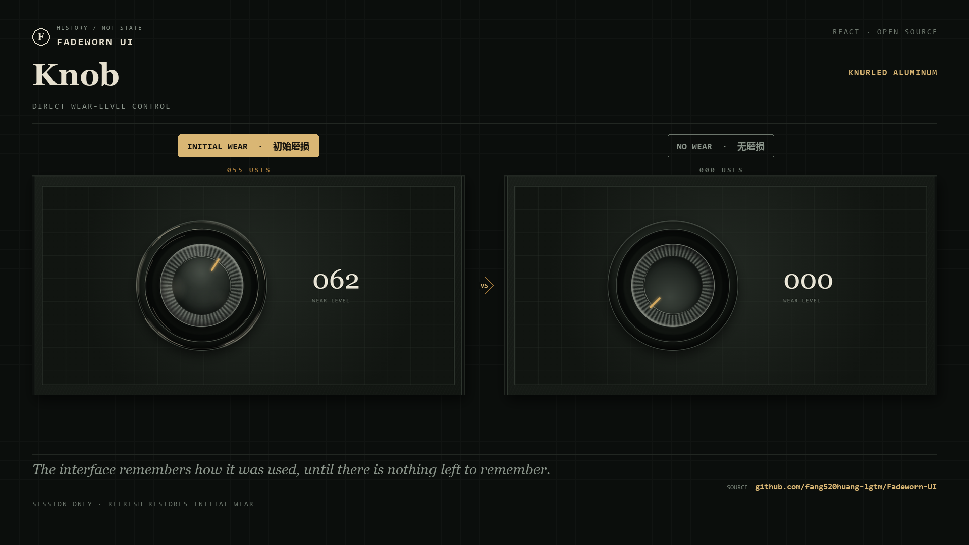 Fadeworn UI knob comparison
