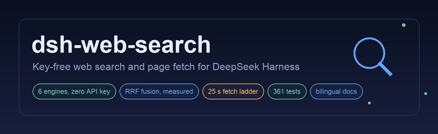 dsh-web-search — key-free web search and page fetch for DeepSeek Harness