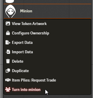 Turning a token into a minion