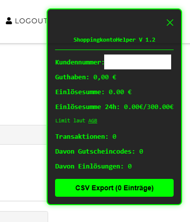 ShoppingkontoHelper Screenshot