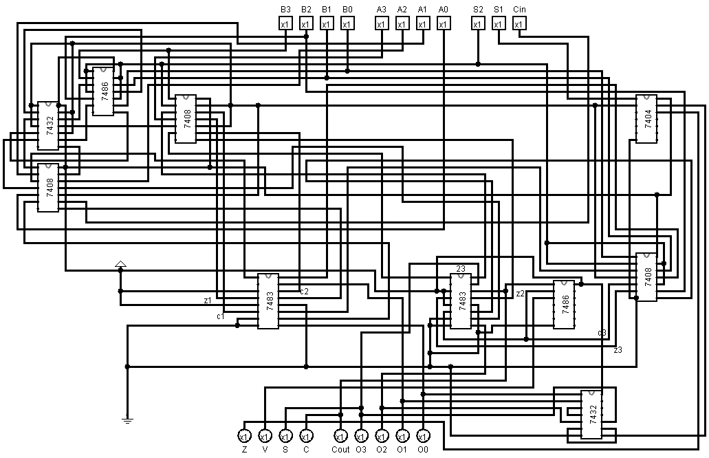 4 bit ALU circuit diagram