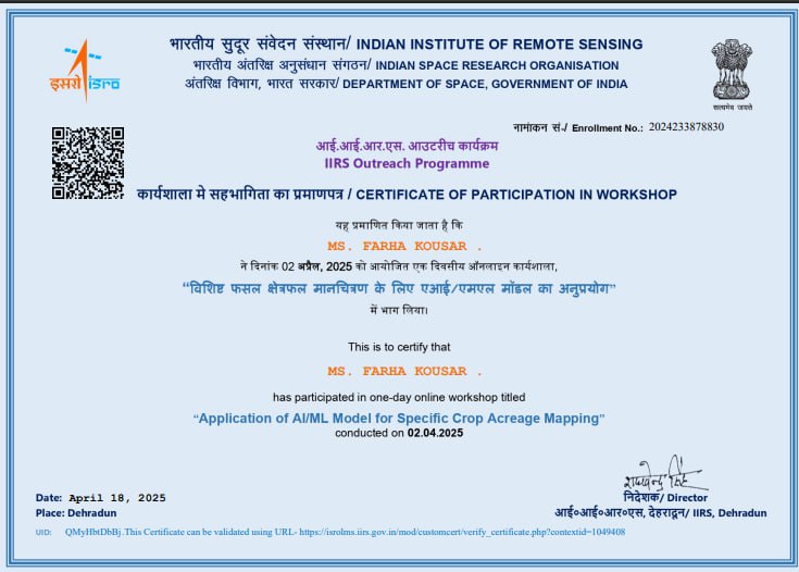 ISRO Certificate