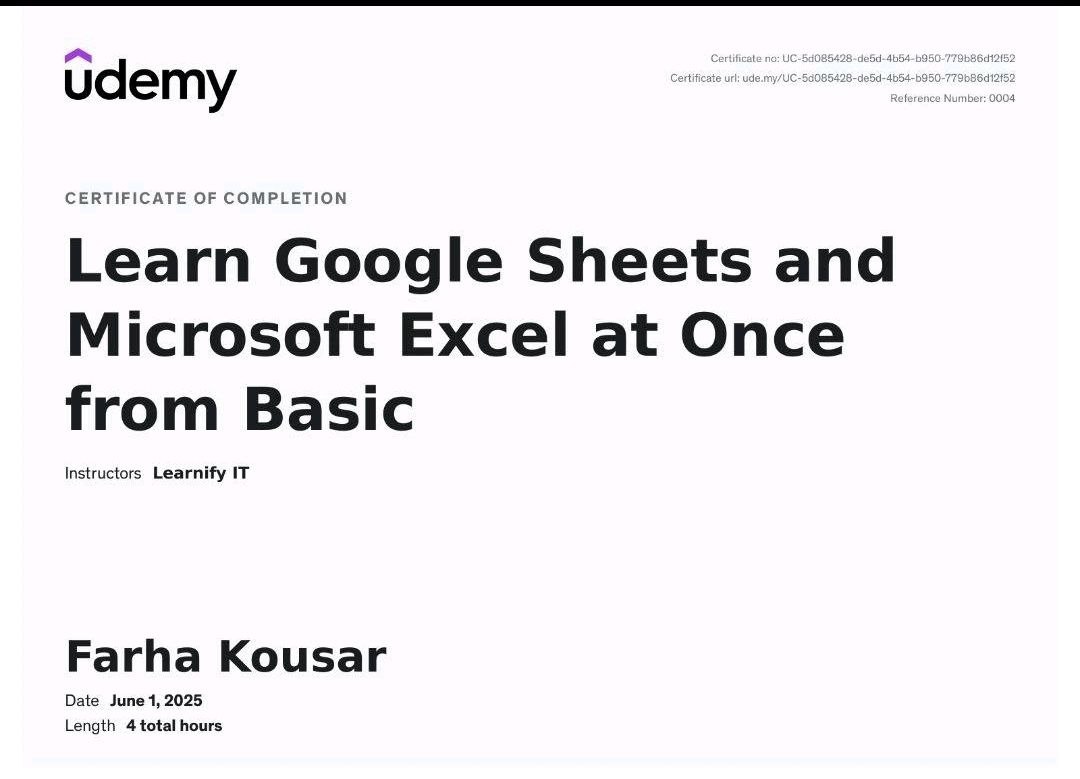 Udemy Certificate