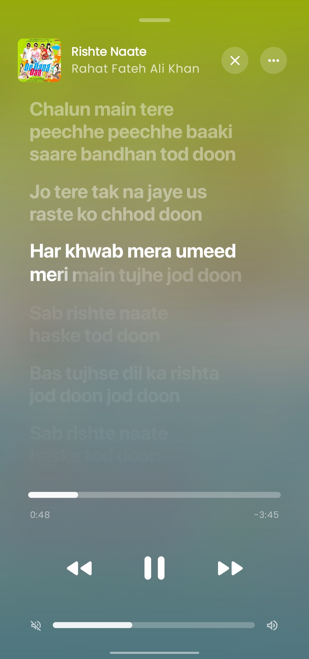 Now playing with live lyrics