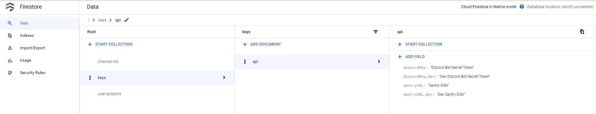 gcp-firestore-configuration