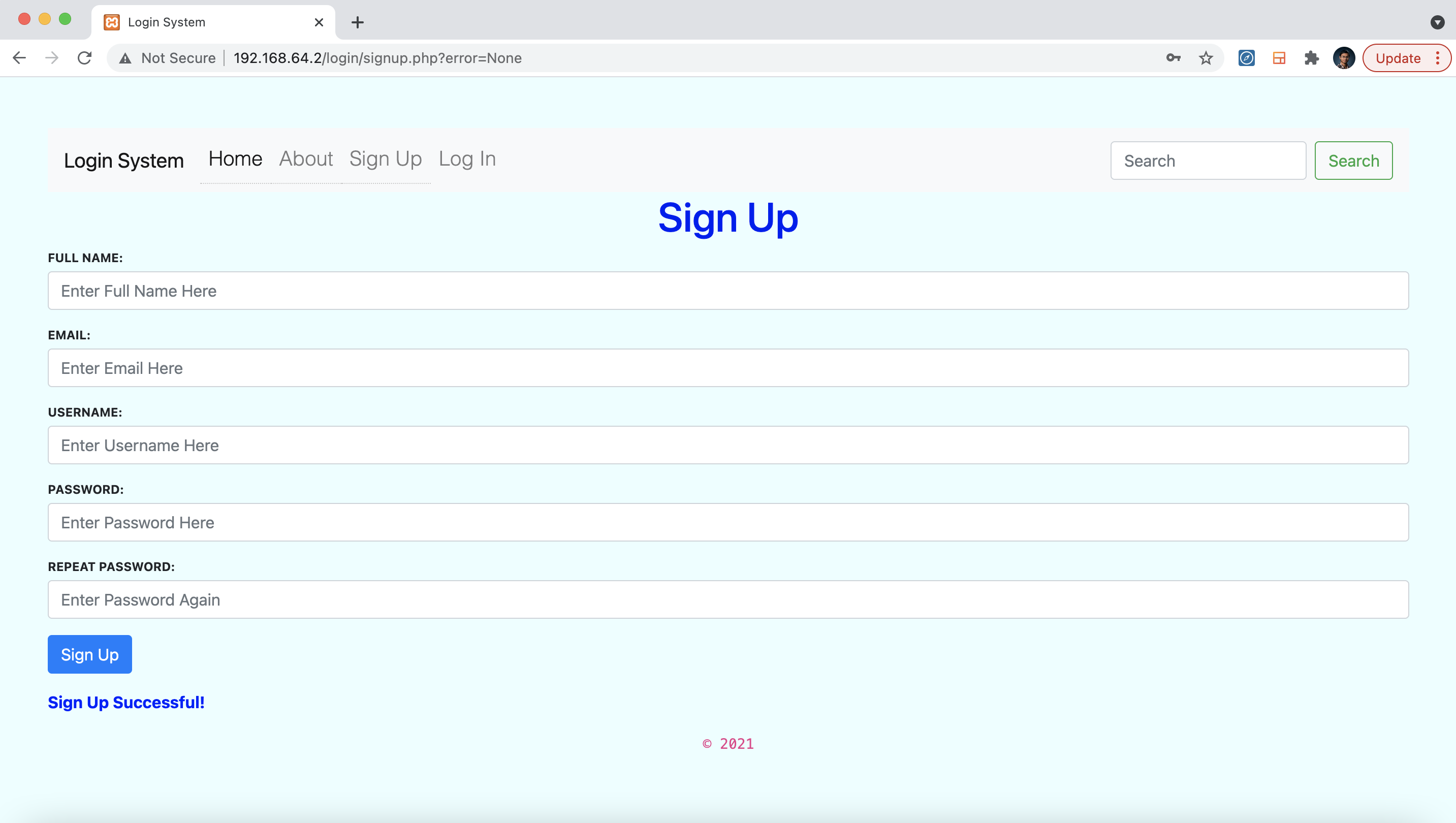 Sign Up Feature