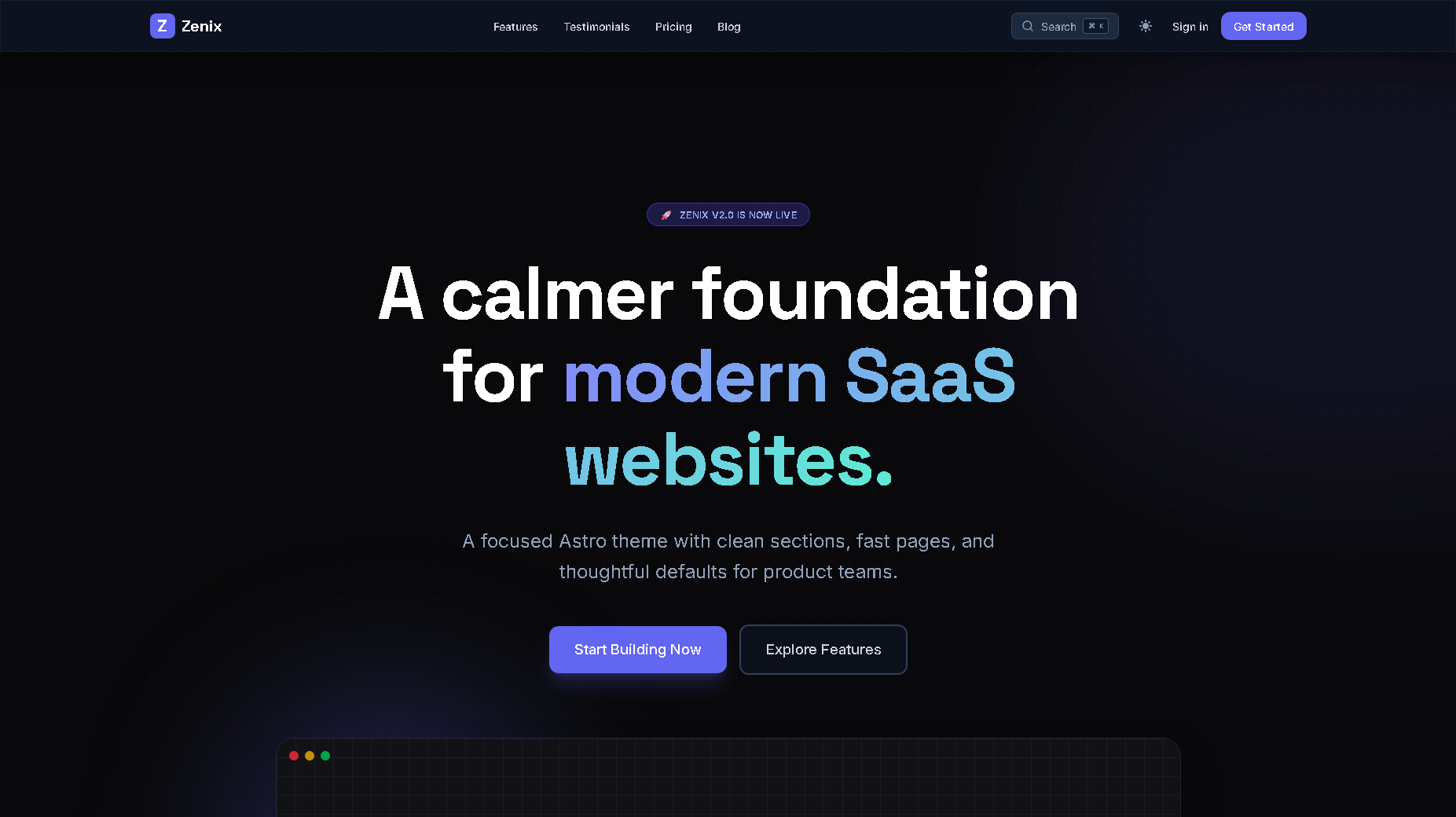 Zenix Astro SaaS Theme Preview