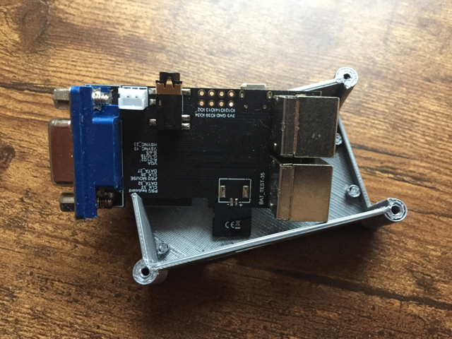 ESP32fortStation setup on a table including keyboard and monitor