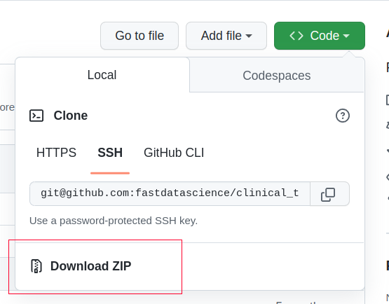 Download button in github.com