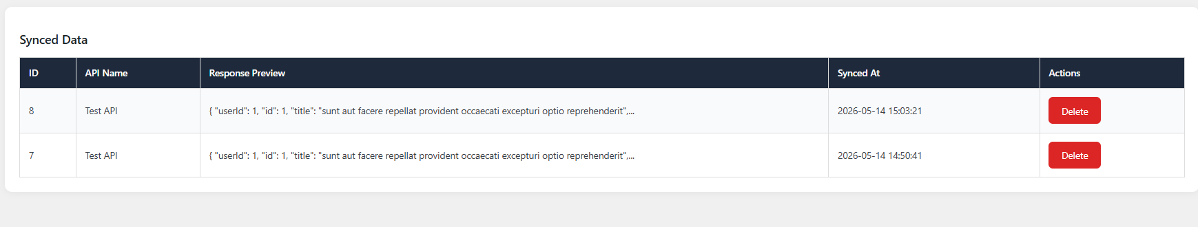 API Manual Sync Dashboard