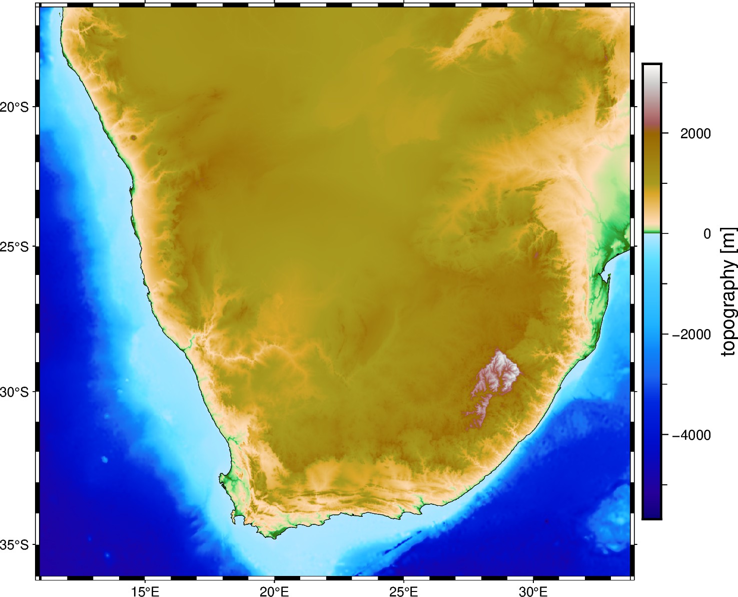 Southern Africa topography