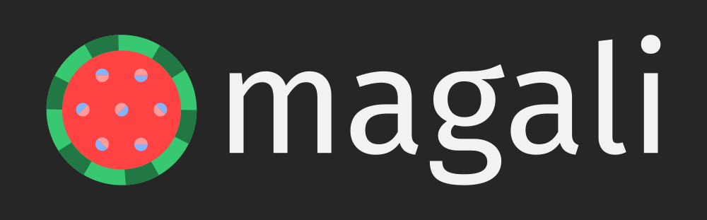 Magali logo (a watermelon cut in half with dipoles as seeds)