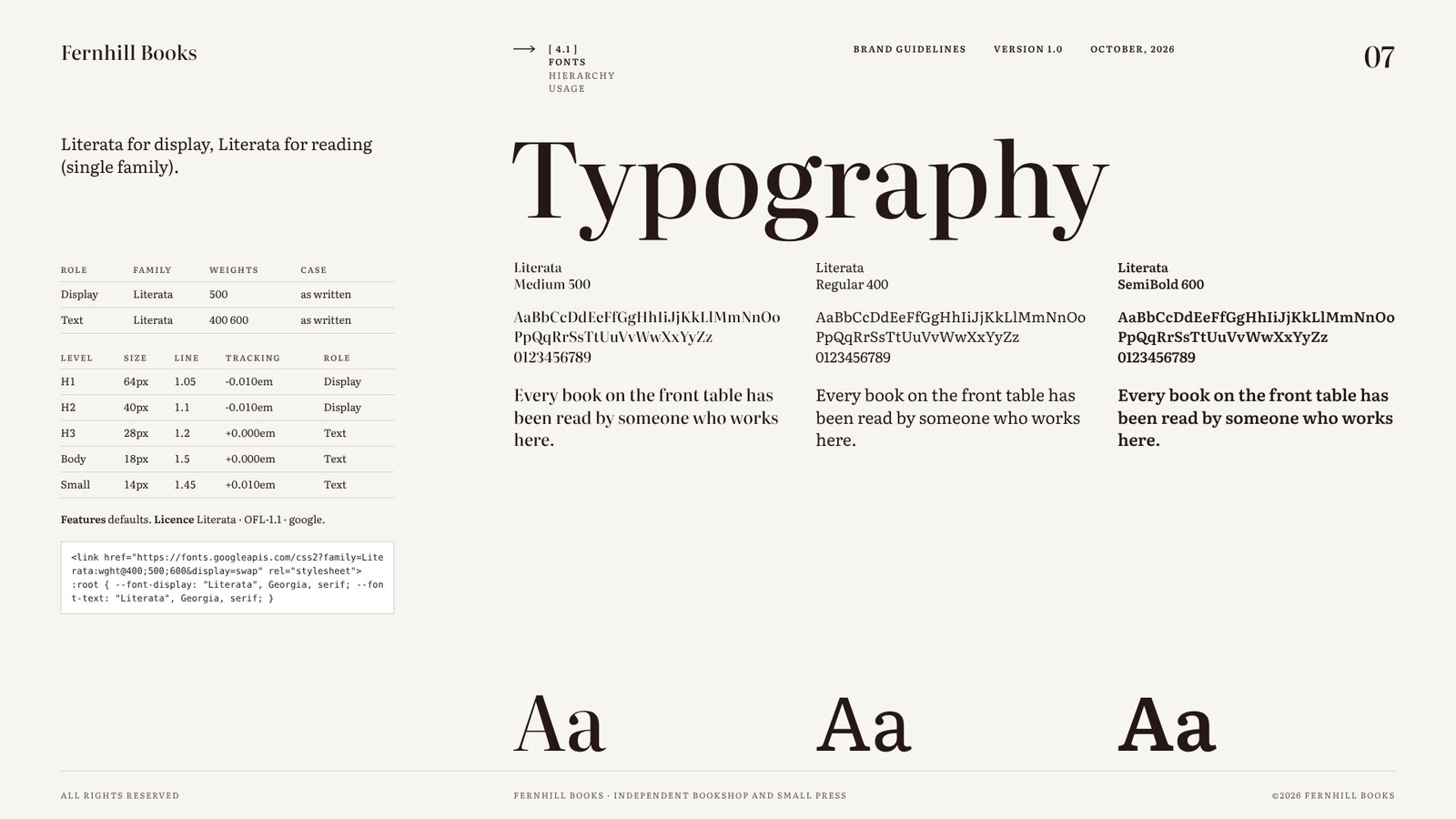 Typography page