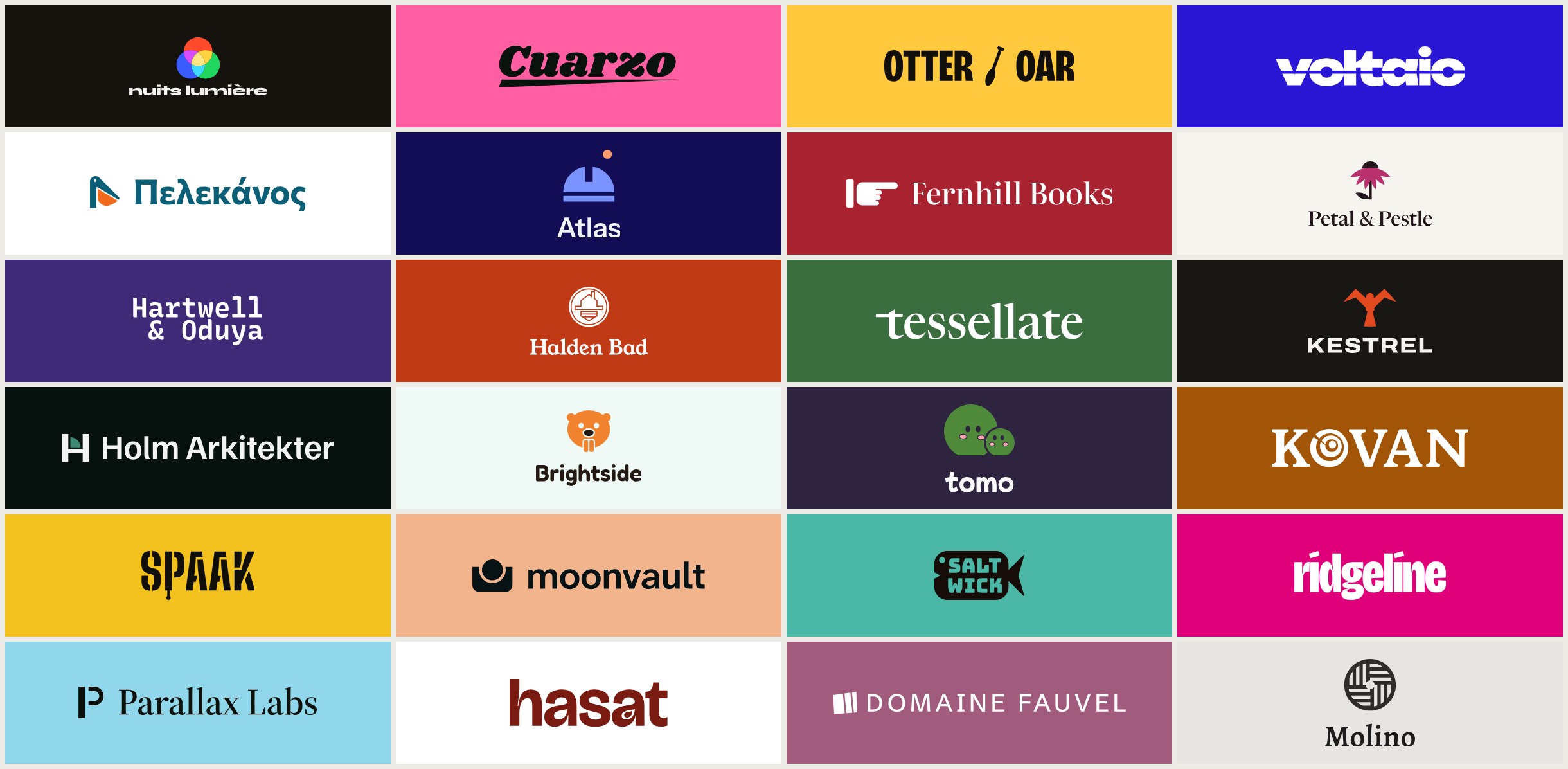 A sample brand identity board from the skill, showing a logo, colour palette, and typography laid out as one system