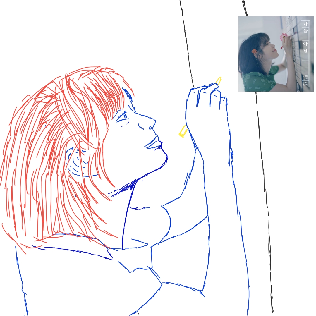 Traced over an IU album color to get some idea of posing, perspective and hair for real people inste...