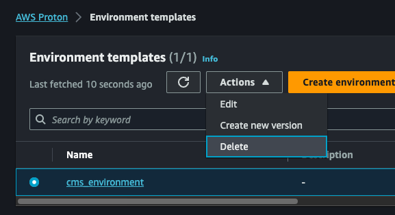 Delete Proton Environment Template