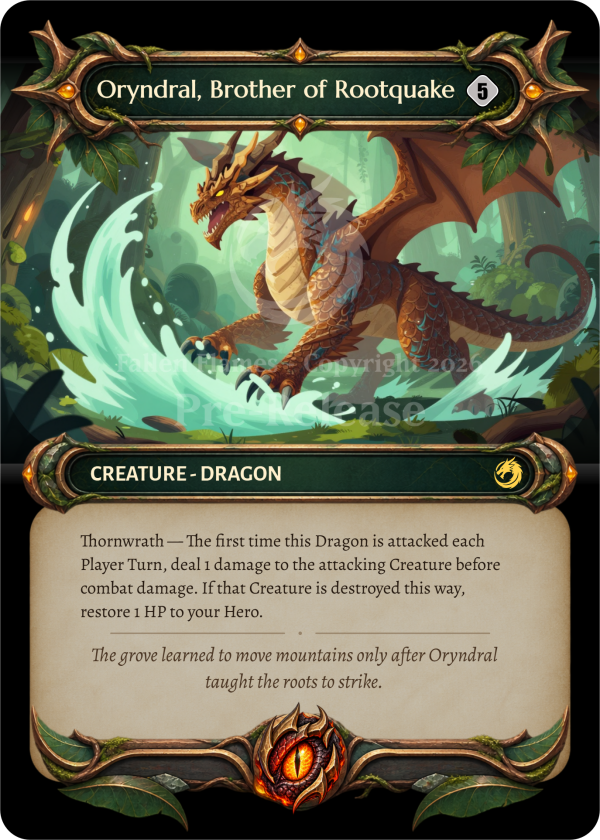 Archived Oryndral Brother of Rootquake card from an earlier Reactor Realms build