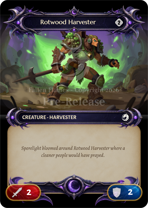 Archived Rotwood Harvester card from an earlier Reactor Realms build