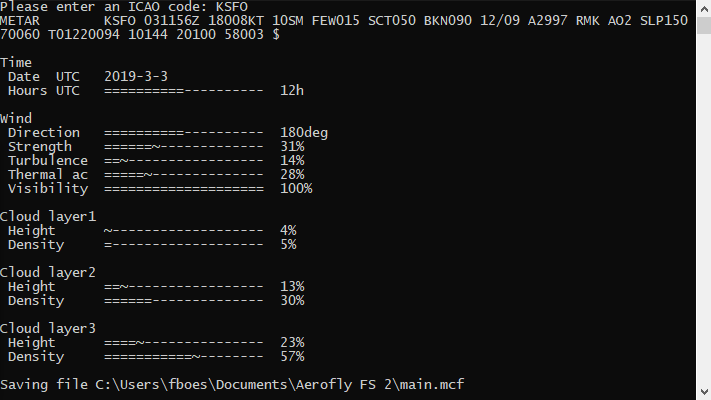 Aerofly Wettergerät Command Line Application