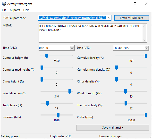 Aerofly Wettergerät Desktop Application