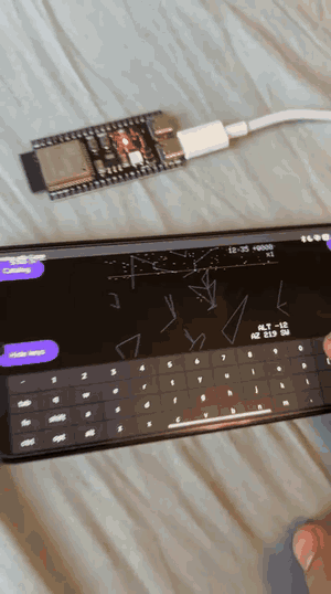 the same setup, live: panning the star map from the phone