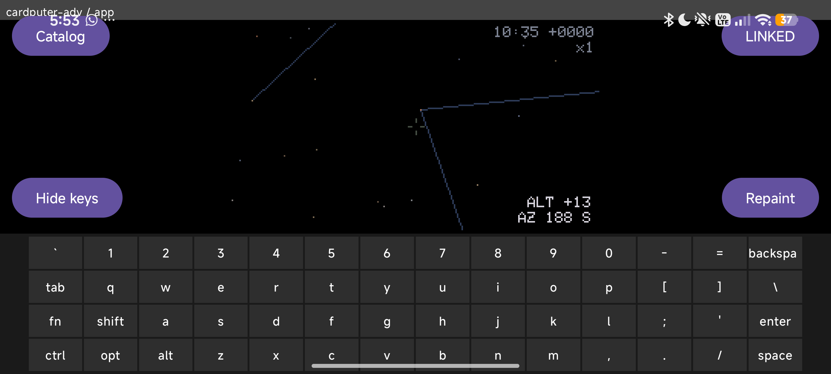 star map with the soft keyboard