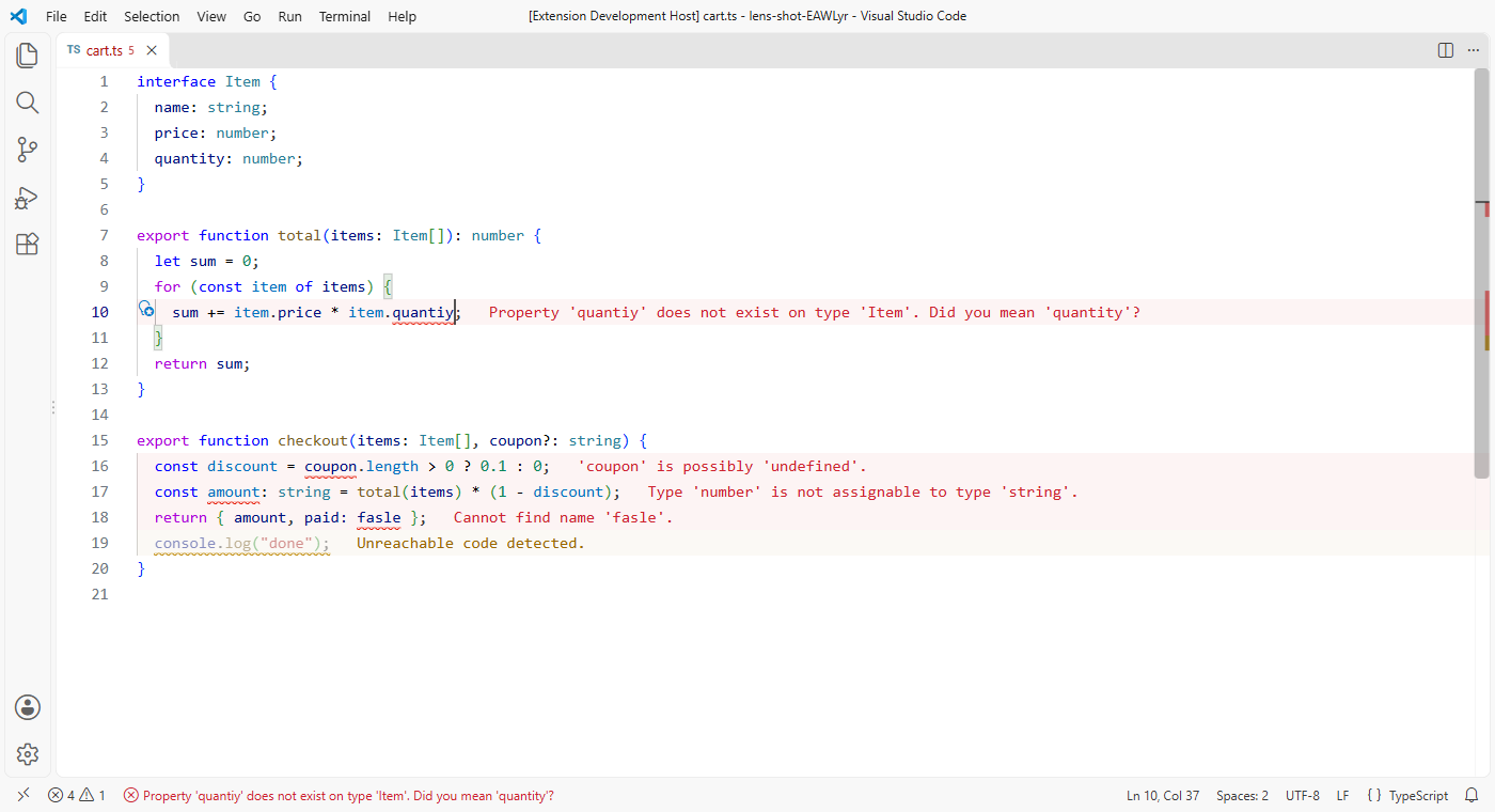 The same file in a light theme, with the messages in darker red and amber
