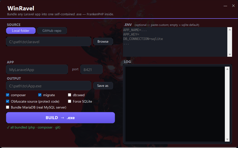 WinRavel — Bundle Any Laravel App into a Single Windows .exe