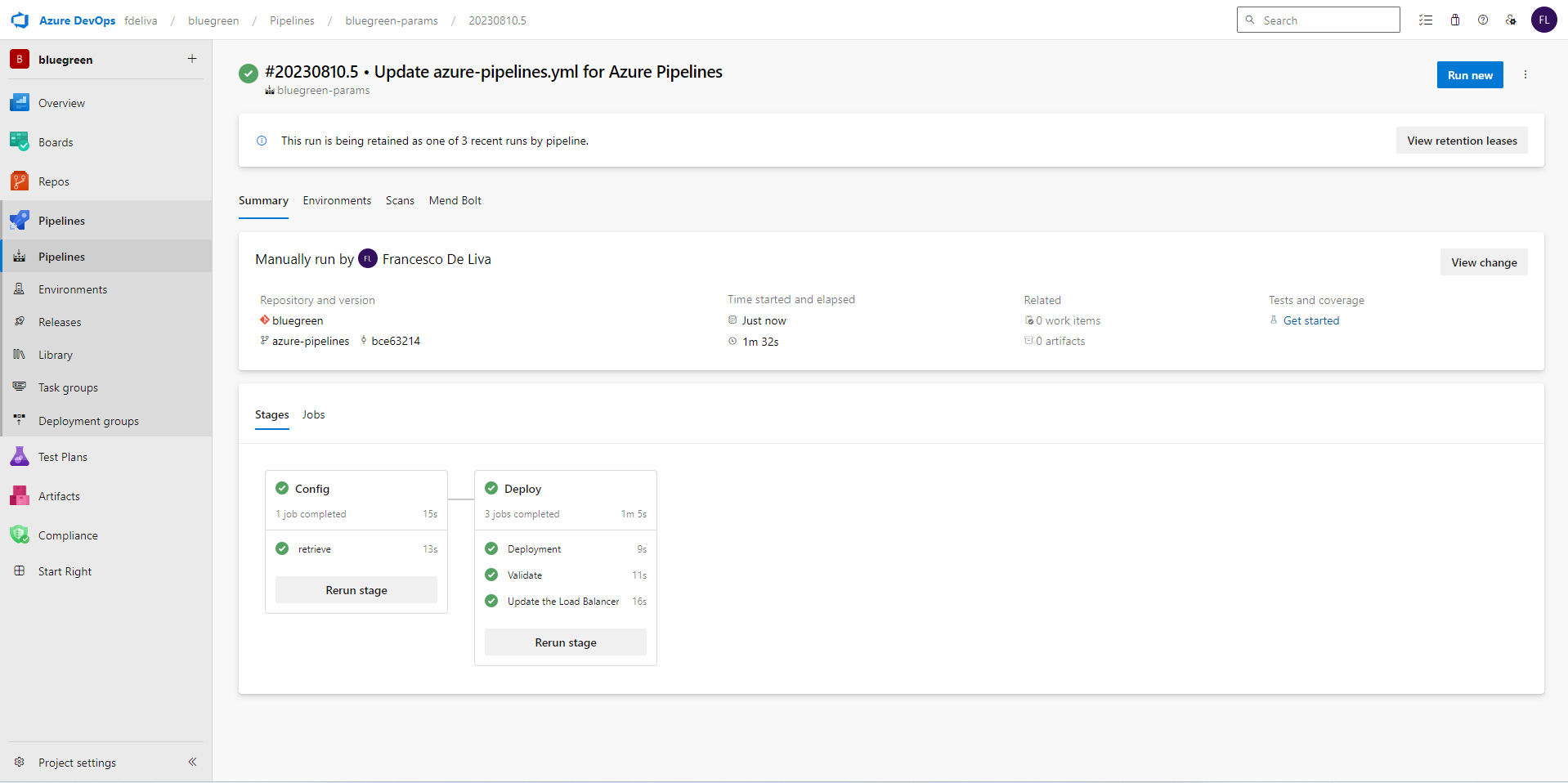 Blue-Green Deployment Workflow